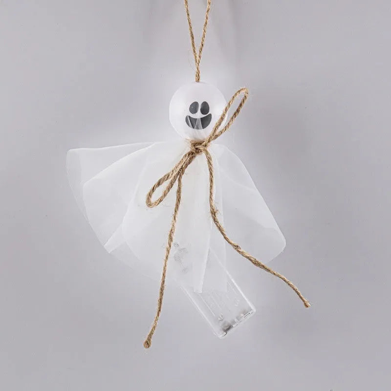 Halloween ghost LED lighting chain with battery box in colourful ghost theme options