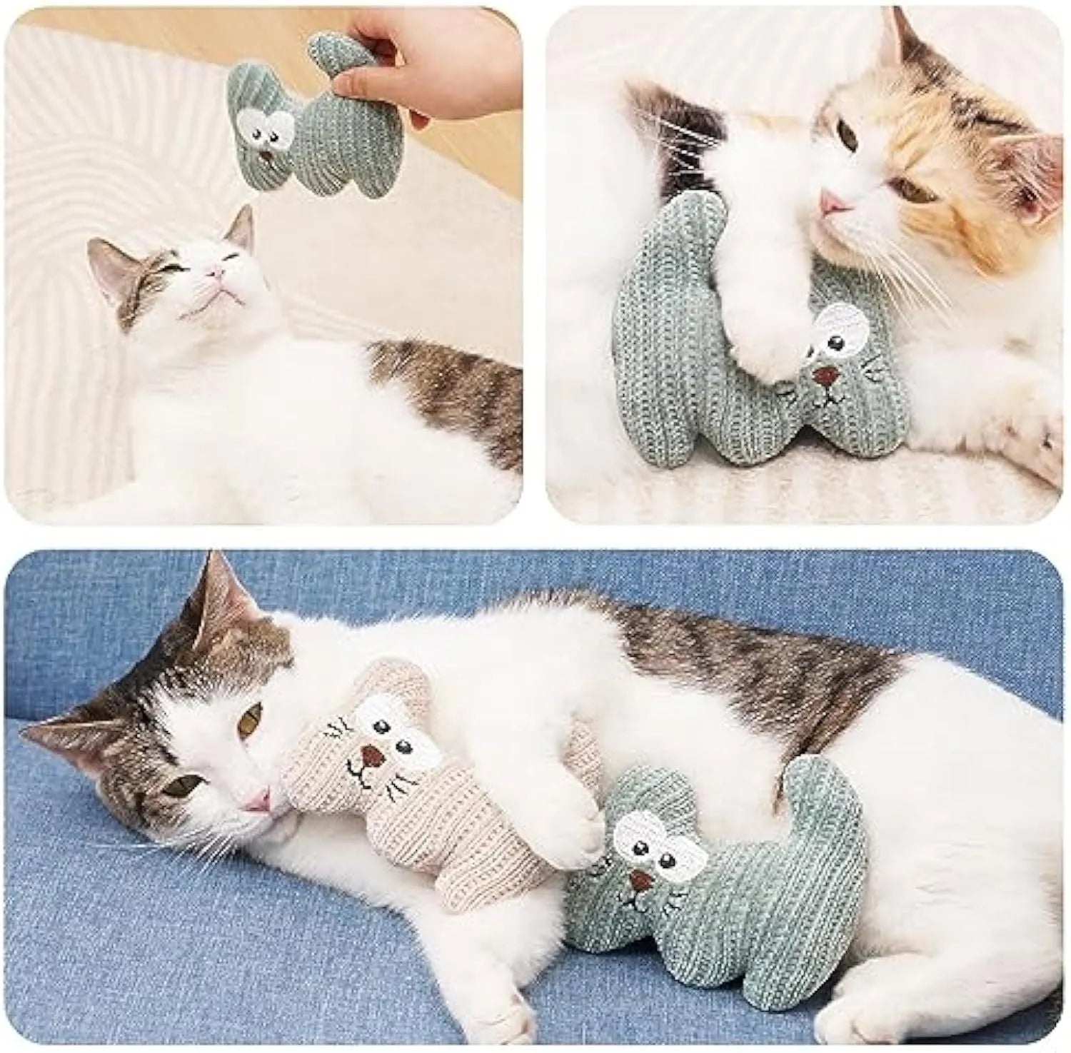 Cyan catnip plush toy with bell inside measuring 12cm by 11cm for feline play