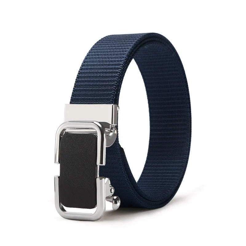 Men's nylon canvas belt with an alloy buckle shown in army green colour.