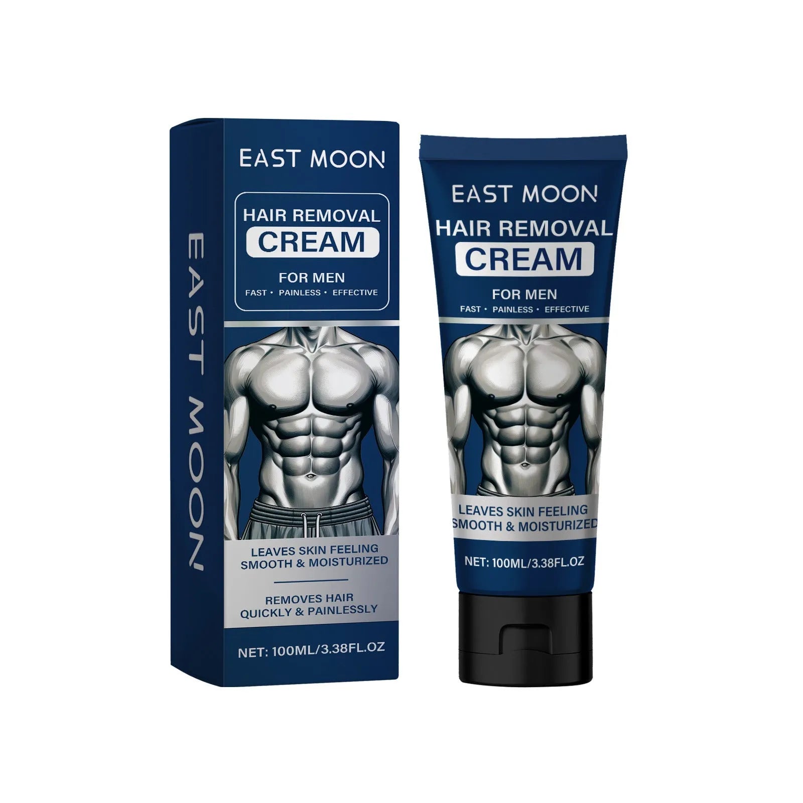 Men's multipurpose depilatory cream in 100ml tube for facial and body hair removal