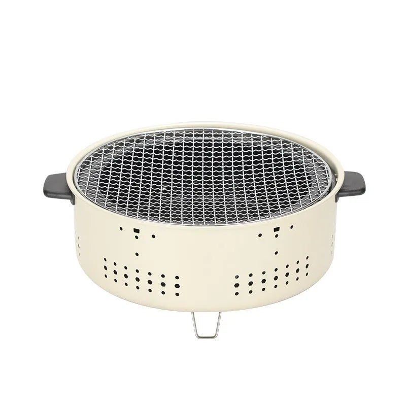 Portable charcoal indoor cooking stove with grill rack disk for tea preparation and barbecue
