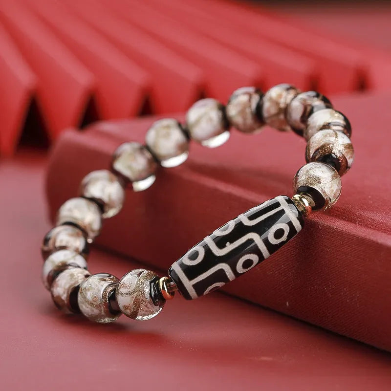 Chinese style five-colour bracelet with snake lucky beads and coloured glaze in traditional design