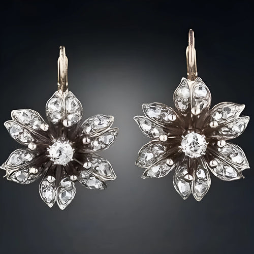 Silver retro creative alloy earrings for women with electroplated finish