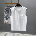 Solid colour cotton sleeveless t-shirt with straight hem in loose fit