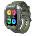 Men's smartwatch with silicone strap showing heart rate and blood pressure monitoring on display