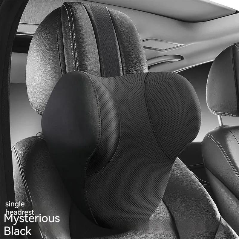 Memory foam car lumbar support and headrest pillow set in knitted fabric with six colour options