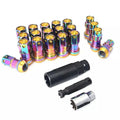 Aluminium alloy flat head wheel nuts in multiple colours with M12 thread for universal vehicle fitment