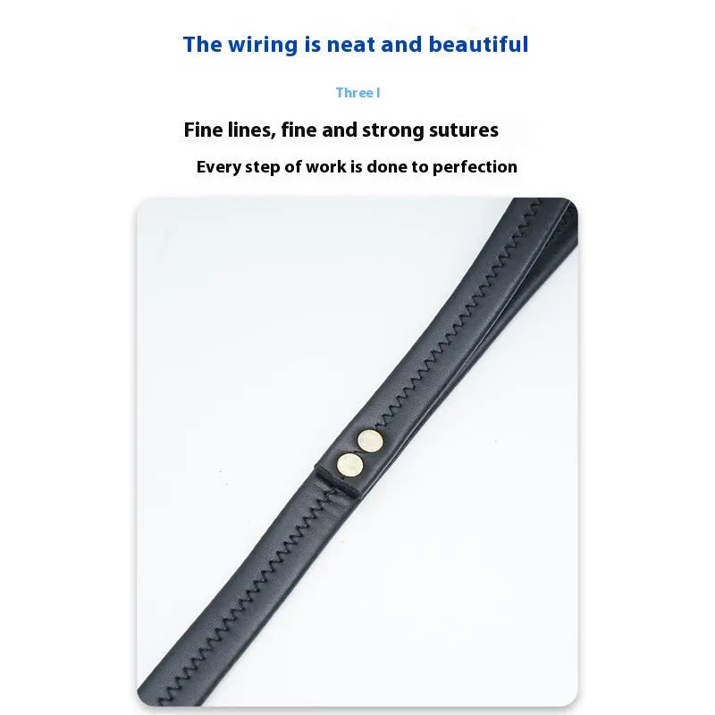 Black Roran PU leather dog lead with metal chain ring attachment