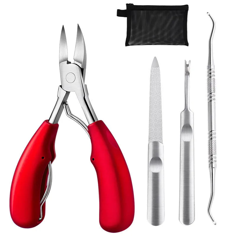Stainless steel nail clippers with coloured ABS handles and matching dead skin scissors
