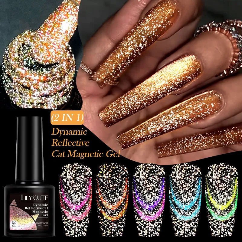 Diamond In The Debris cat eye nail polish gel bottle showing diamond fragment and glitter inclusions