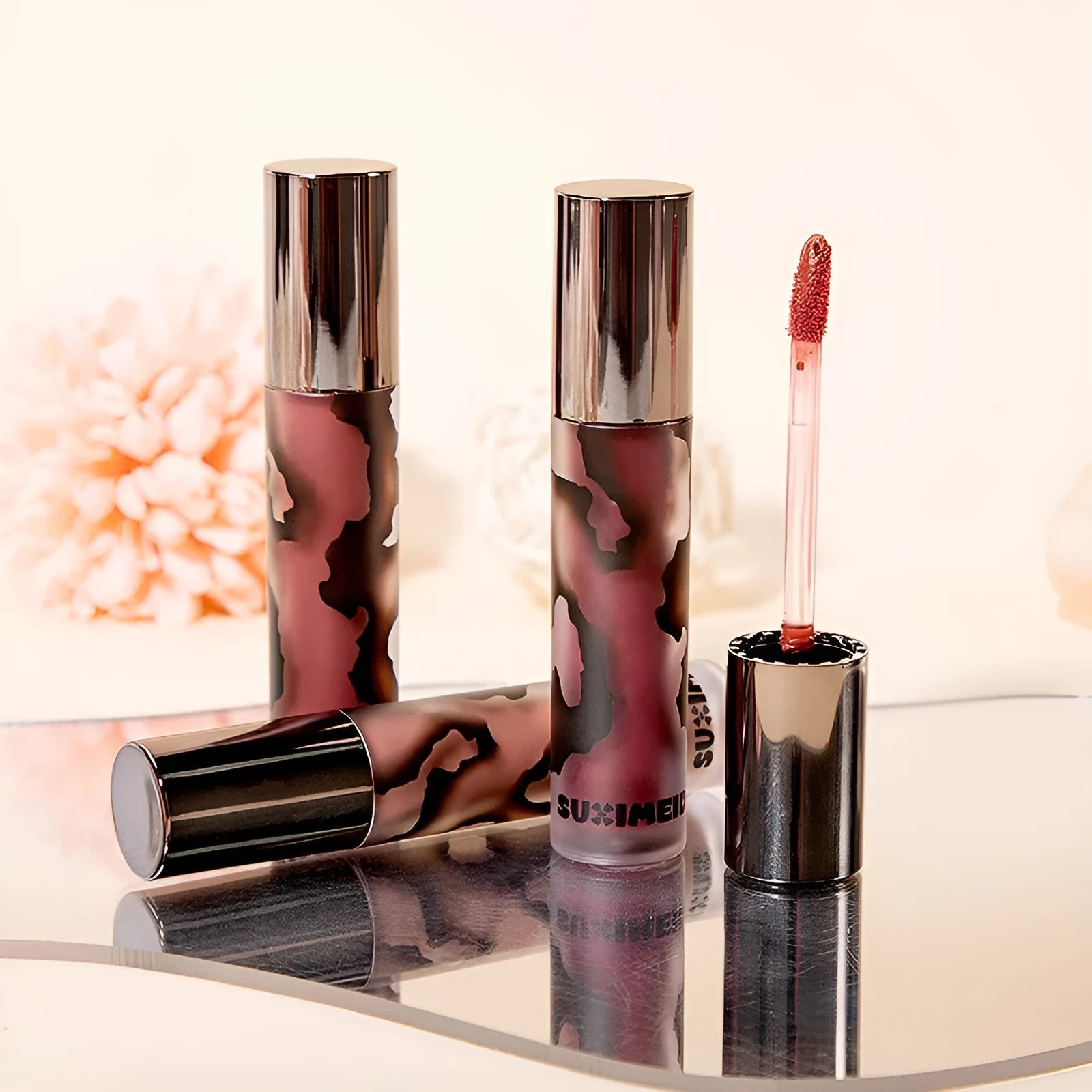 Lava Secret matte lipstick in five colour options including orange brown coffee and jujube red