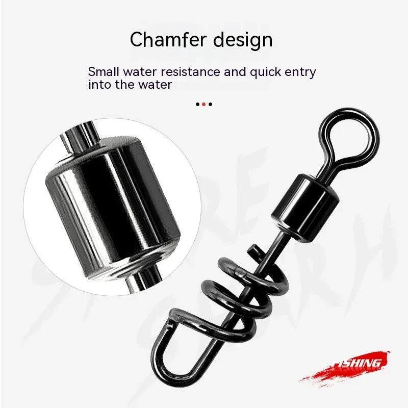 Stainless steel fishing swivel connector with 8-shaped ring design showing two connection points