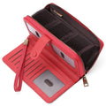Women's expanding card holder wallet with anti-theft swiping function in multiple colour options