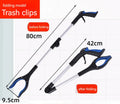 Folding aluminium rubbish clamp with extended arm and magnetic pick-up head in blue handle colour