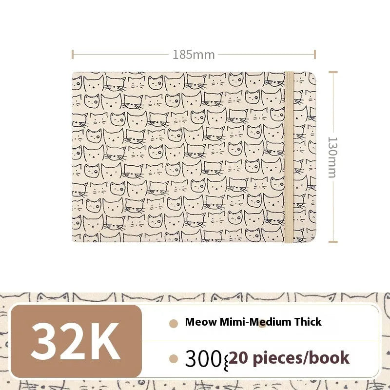 Feiluniao handmade fabric watercolour notebook with artistic cover design, 185mm length for portable sketching