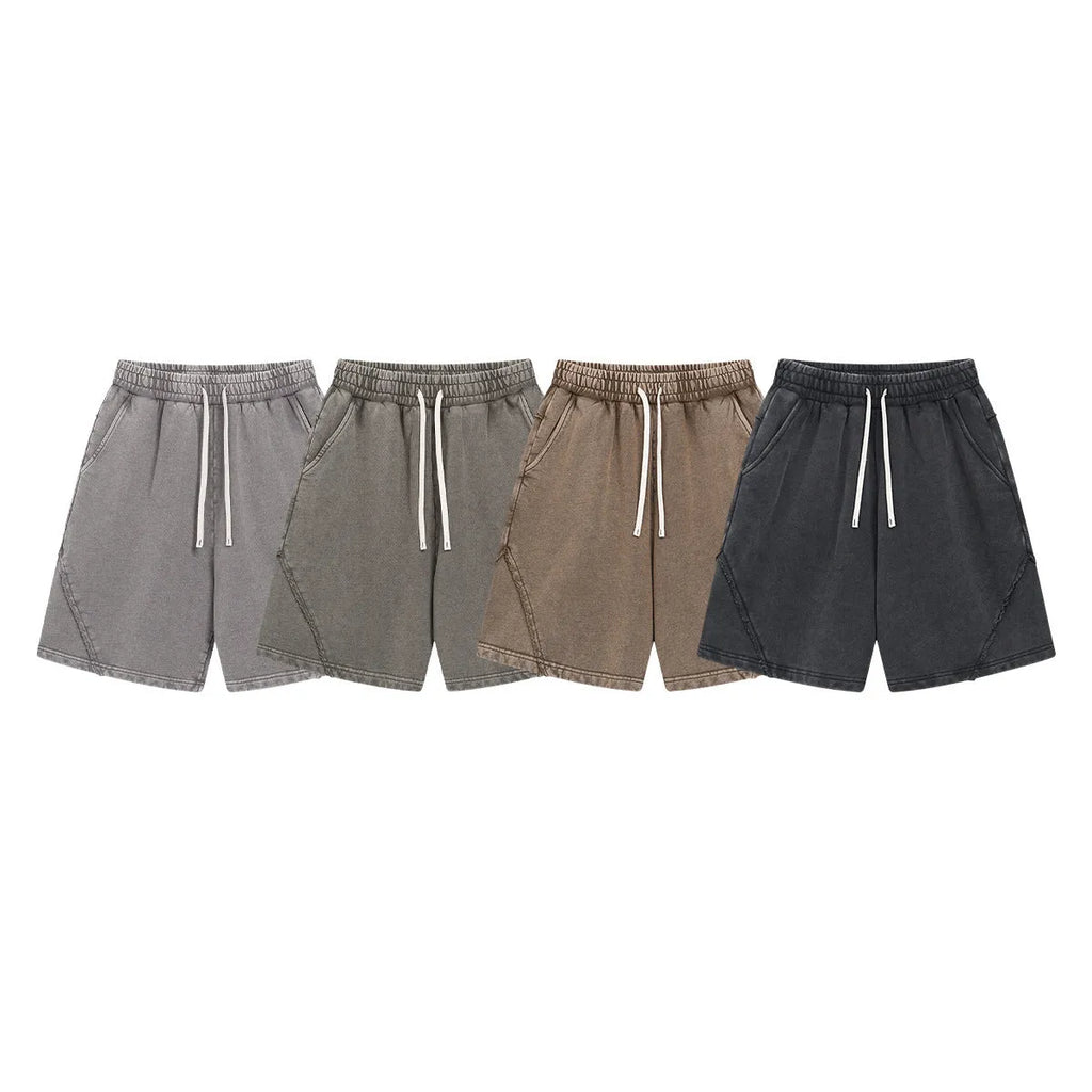 Men's batik washed pure cotton terry shorts in loose fit street style