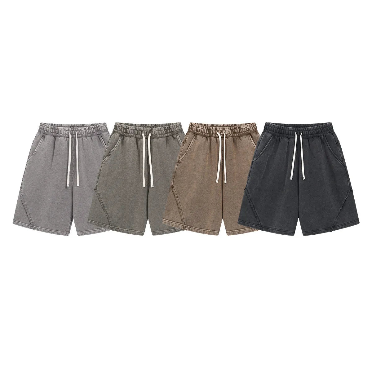 Men's batik washed pure cotton terry shorts in loose fit street style