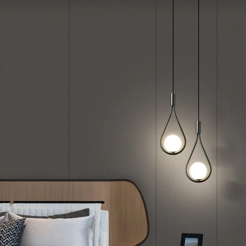 Copper modern minimalist bedroom bedside chandelier with three colour cover options