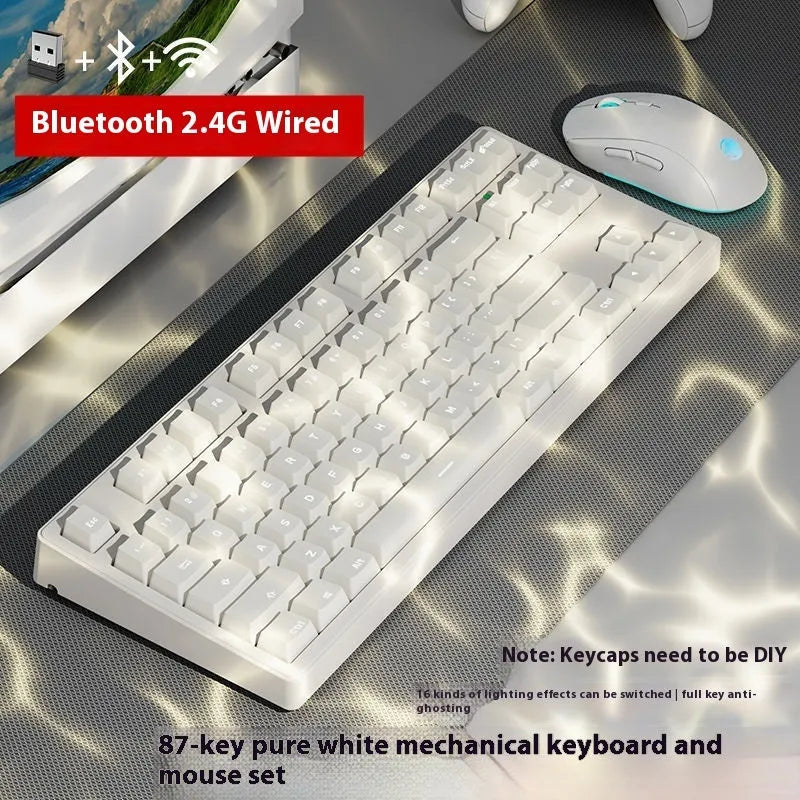 Office Game wireless mechanical keyboard showing 87-key and 108-key layout options in various colours