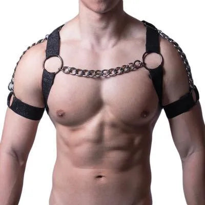 Adjustable elastic belly band corset in black with metal chain YLM-123 specification