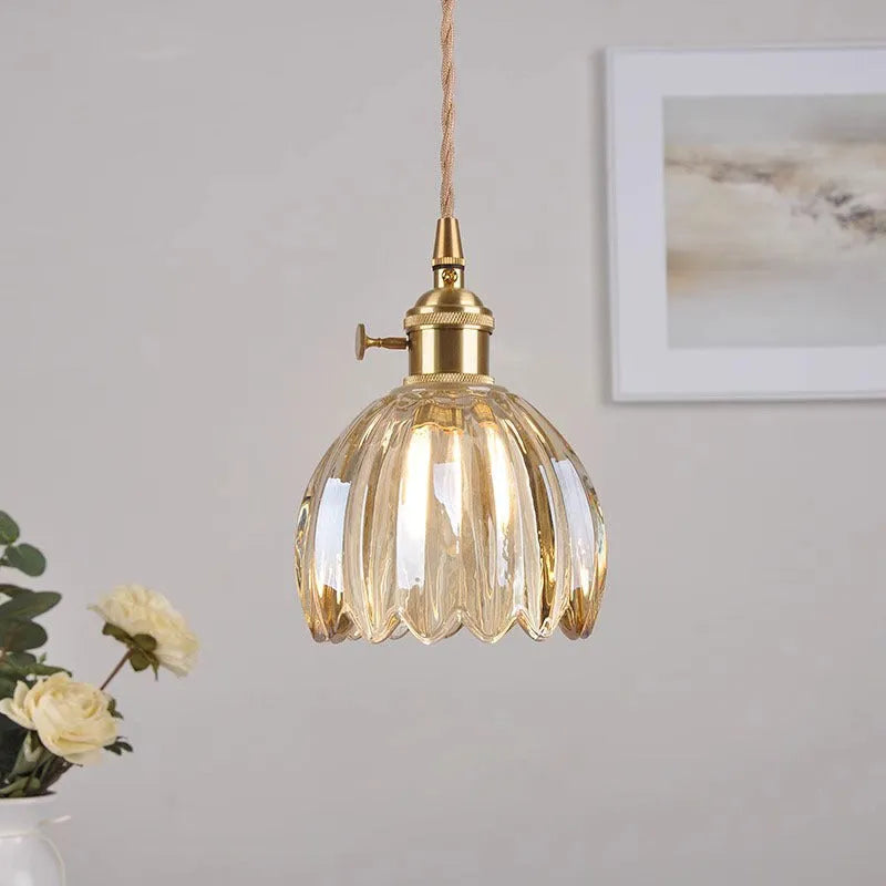 Vintage glass flower chandelier in Nordic style for bedroom bedside lighting