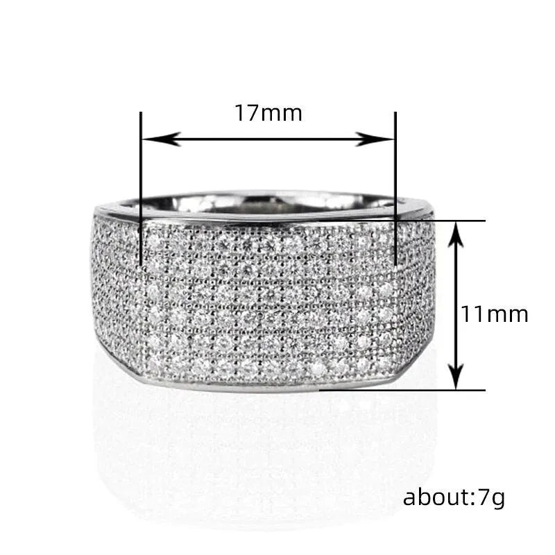 Micro-inlaid starry index finger ring in white gold colour copper with round zircon