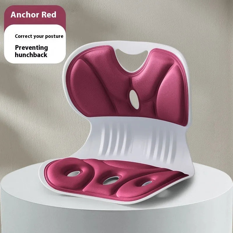 Memory foam seat cushion in grey with optional waist pillow fixing band for chair backrest support
