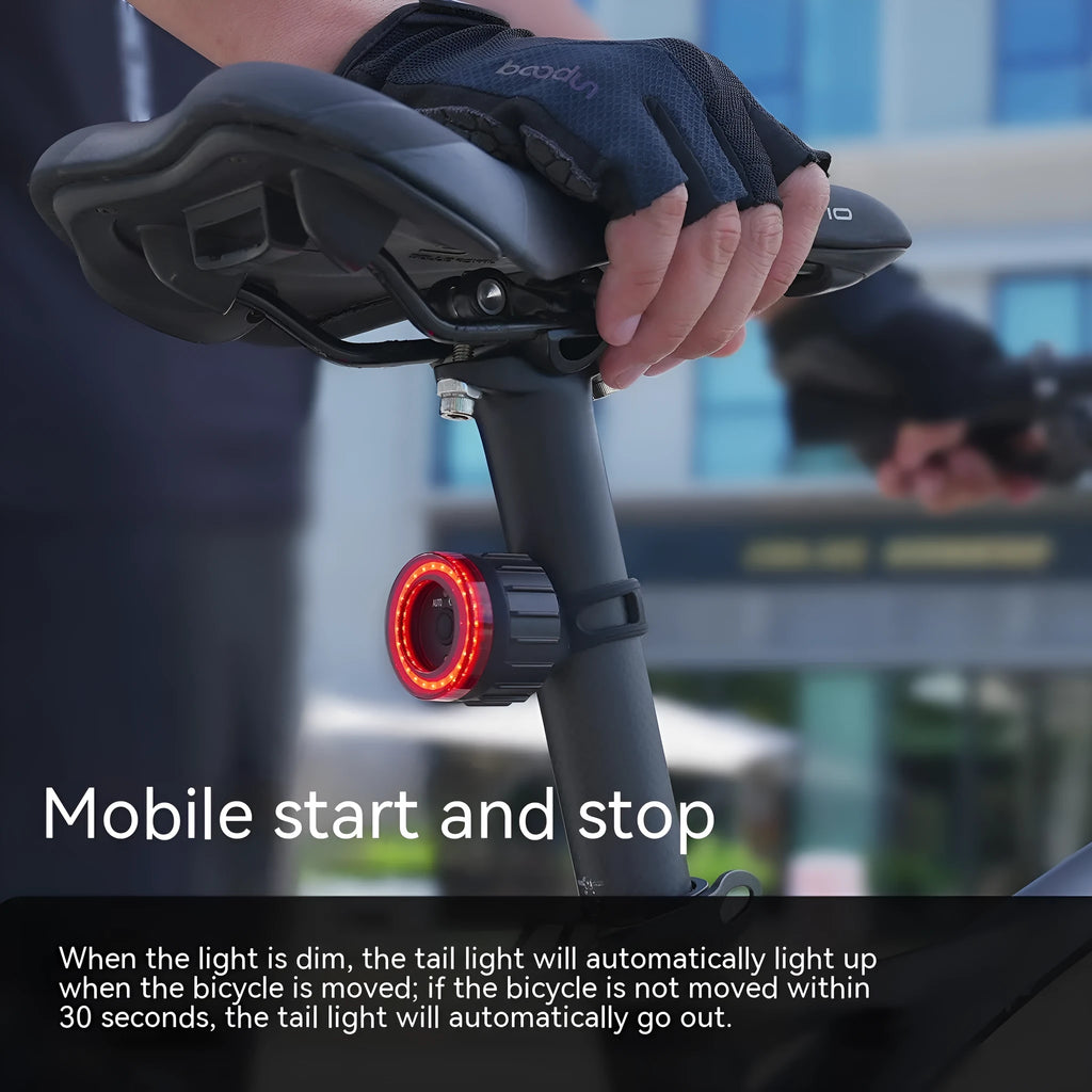 Black intelligent induction brake bicycle taillight with aluminium alloy construction and dual mounting brackets
