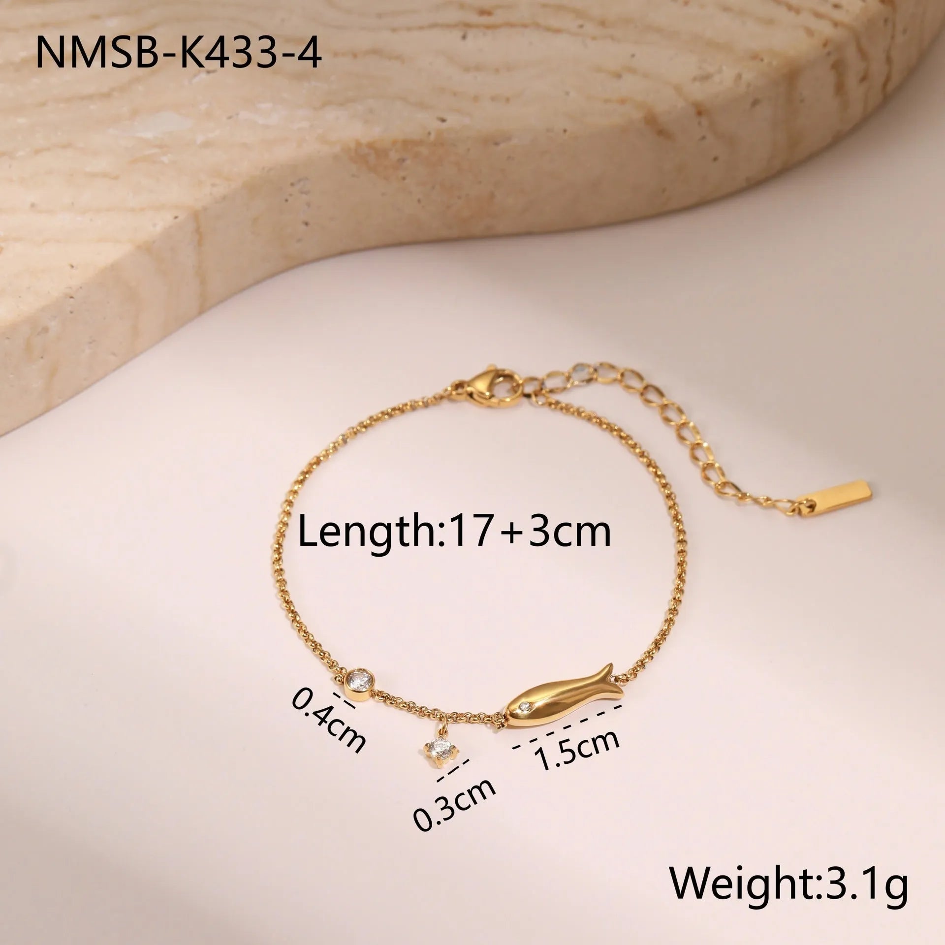 Ins Titanium Steel women's bracelet with 18K gold plating and a geometric zircon star pendant.