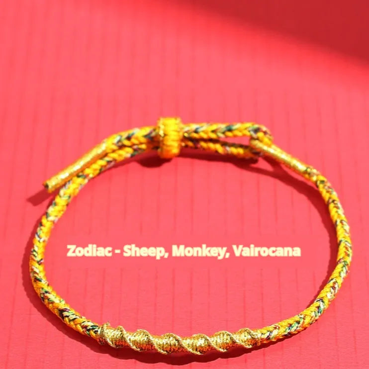 Hand-woven eight-strand guard strap bracelet in zodiac-themed colours with national tide style design