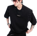 Short sleeve T-shirt with lace-up cutout design in black or white colour options