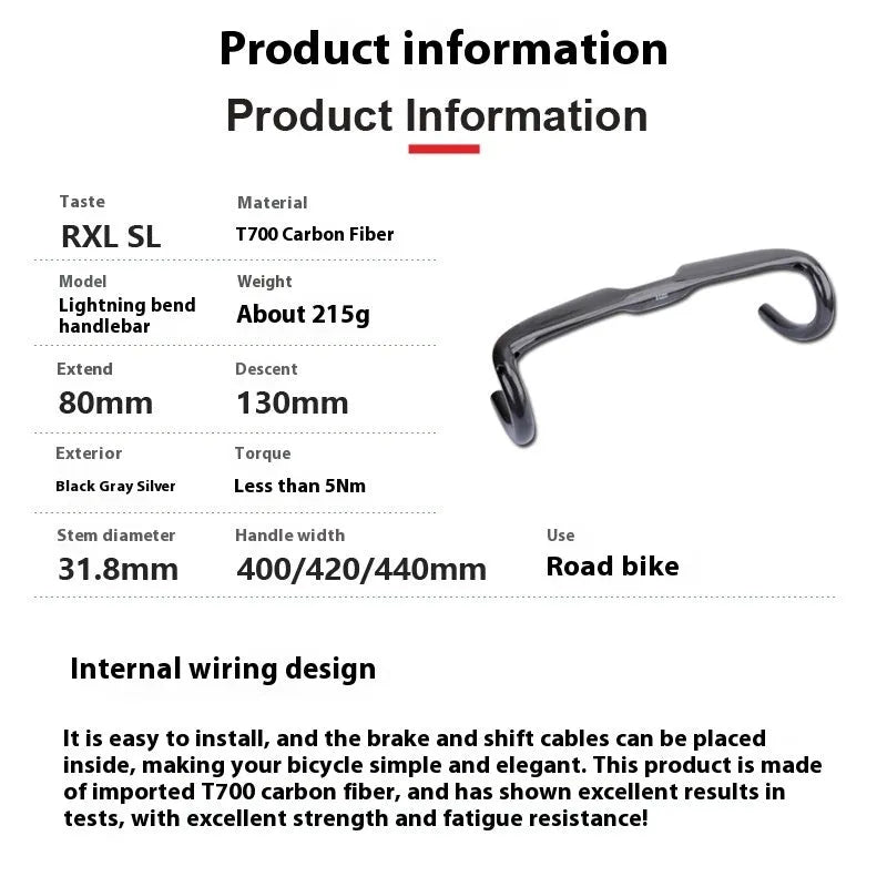 Carbon fibre road bicycle drop handlebar in black grey silver UD finish