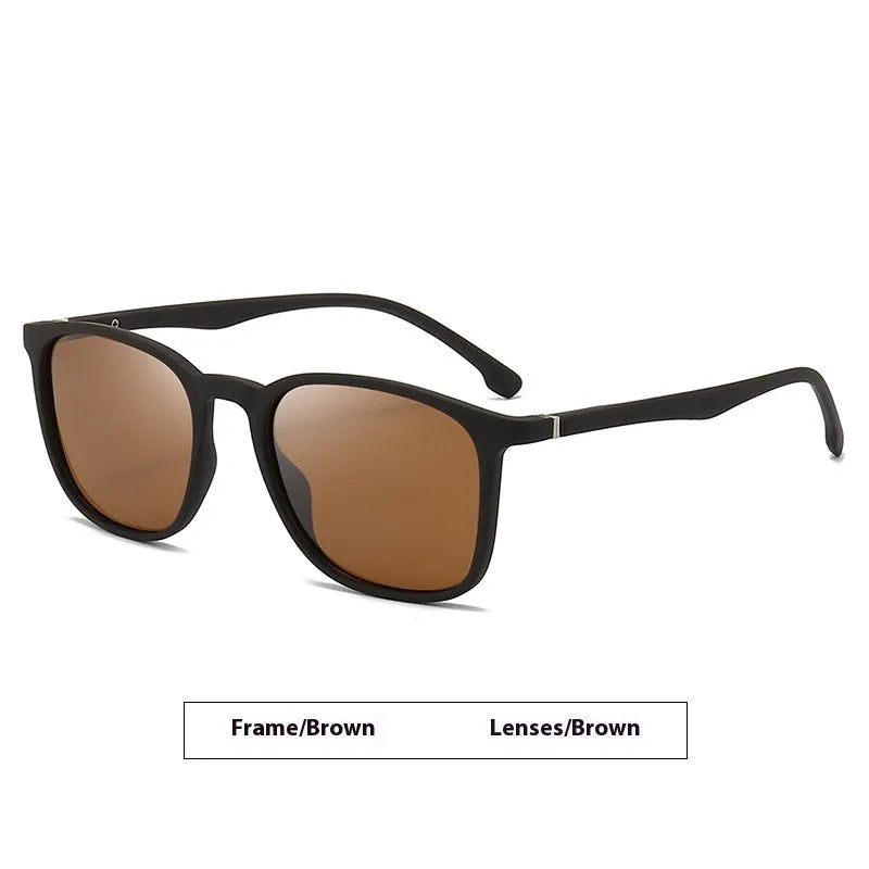 Men's UV400 polarized sunglasses with elastic paint spectacle foot in black frame with dark green lens