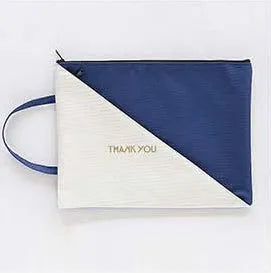 Blue double-layer Oxford cloth document storage bag with zipper closure for test papers
