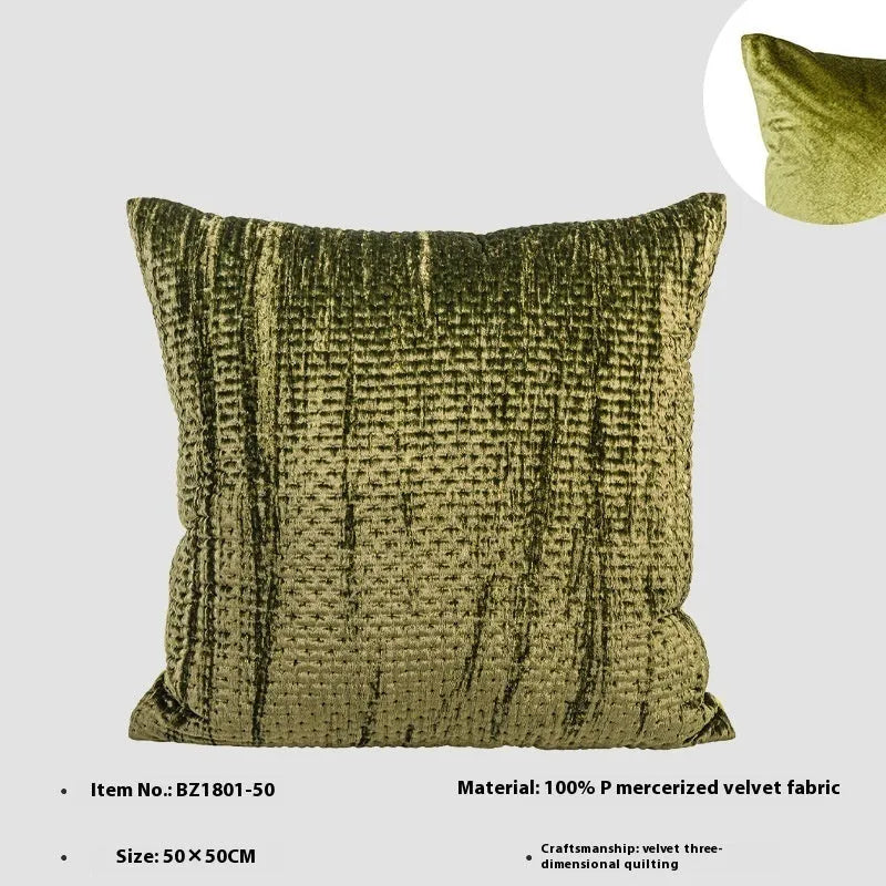 Chinese antique style quilted cushion pillow with mercerised velvet fabric in green, red, mocha, or orange colours