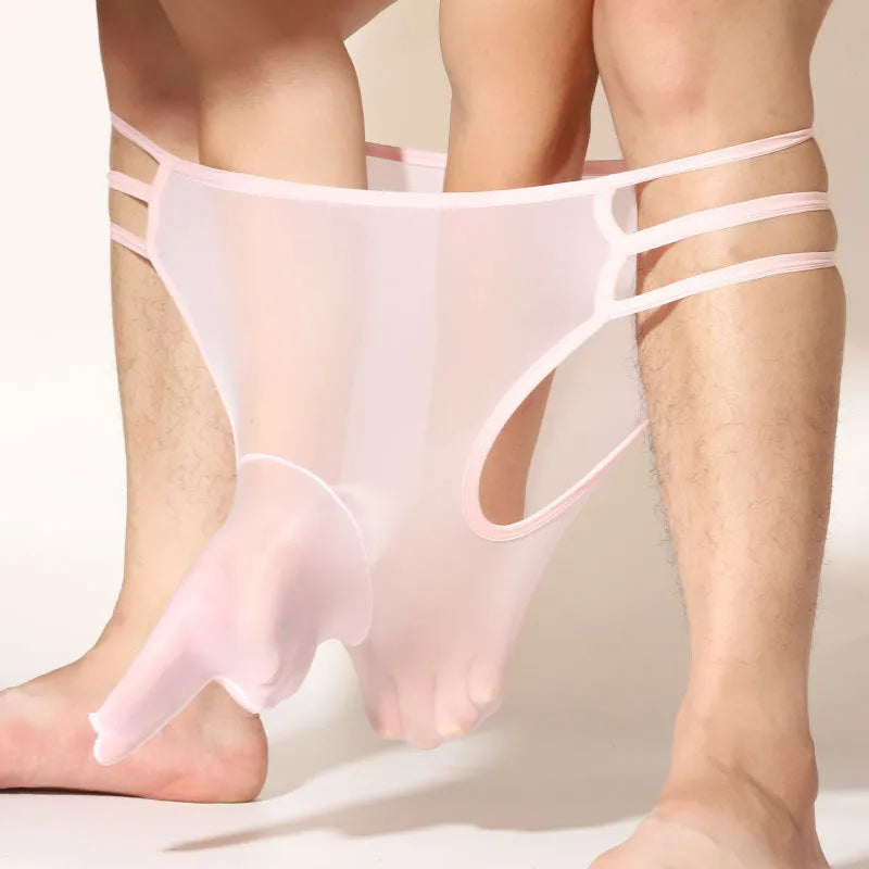Men's transparent elephant nose nylon shorts in multiple colours on a mid waist.