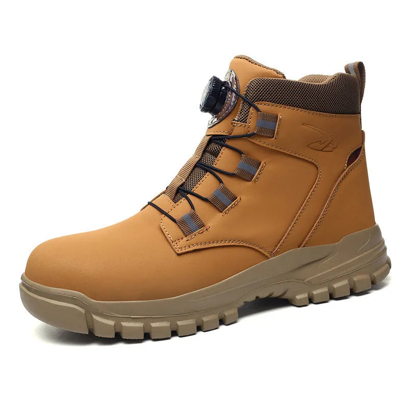 JK682 model leather safety shoes with rubber sole in black, yellow, or grey colour options.