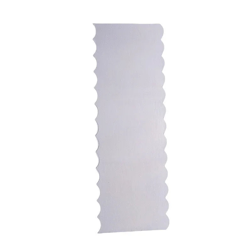 Stainless steel cake scraper with multiple polygon-patterned edges for decorating