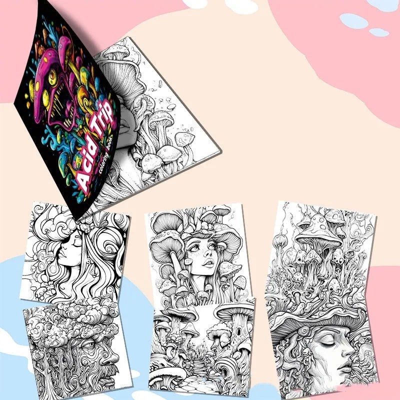 A4 acid tour coloured painting book with paper pages for drawing and sketching