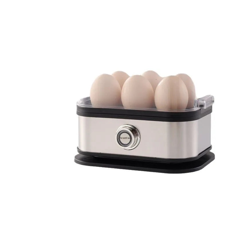 Black stainless steel portable egg boiler with belt clip for travel cooking