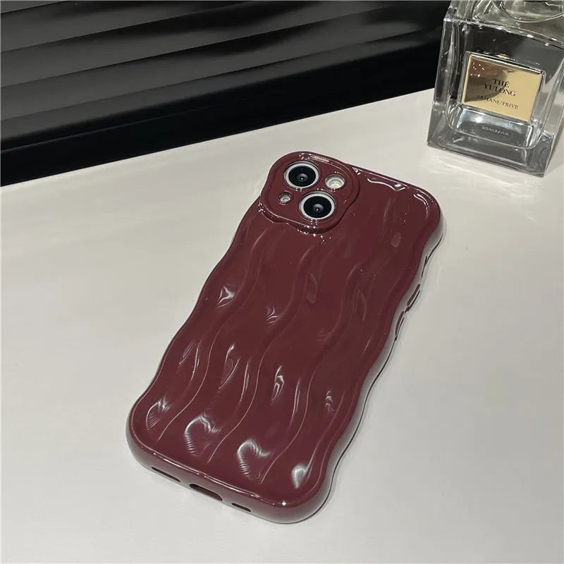 Silicone phone case with ripple texture for iPhone 17 in wavy green colour