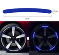 Pack of 20 arc-shaped reflective PVC stickers for car wheel hubs in multiple colours.