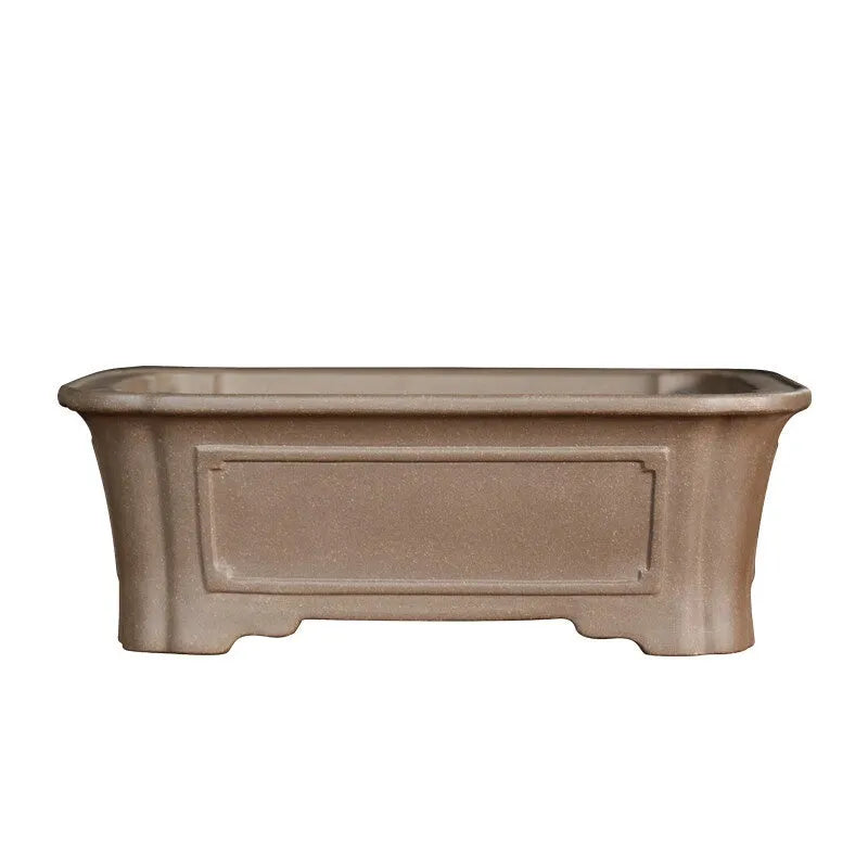 Purple sand rectangular manger bonsai pot with antique styling and corner cutting design