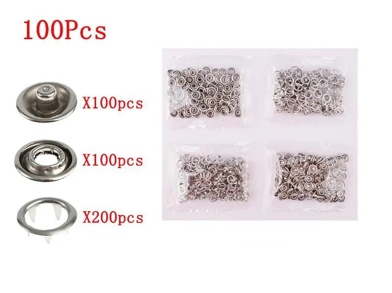 Stainless steel five claw no sew buttons 9.5mm with application pliers for children's clothing