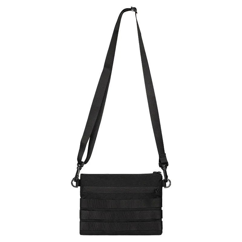 Black Oxford cloth outdoor organiser pouch with compact size for gear organisation.