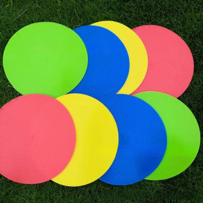Soft TPE football landmark pad disc in bright colour for soccer training drills on grass field
