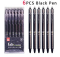 Hot erasable push gel pen with 0.5mm tip, plastic body, and push-button mechanism.