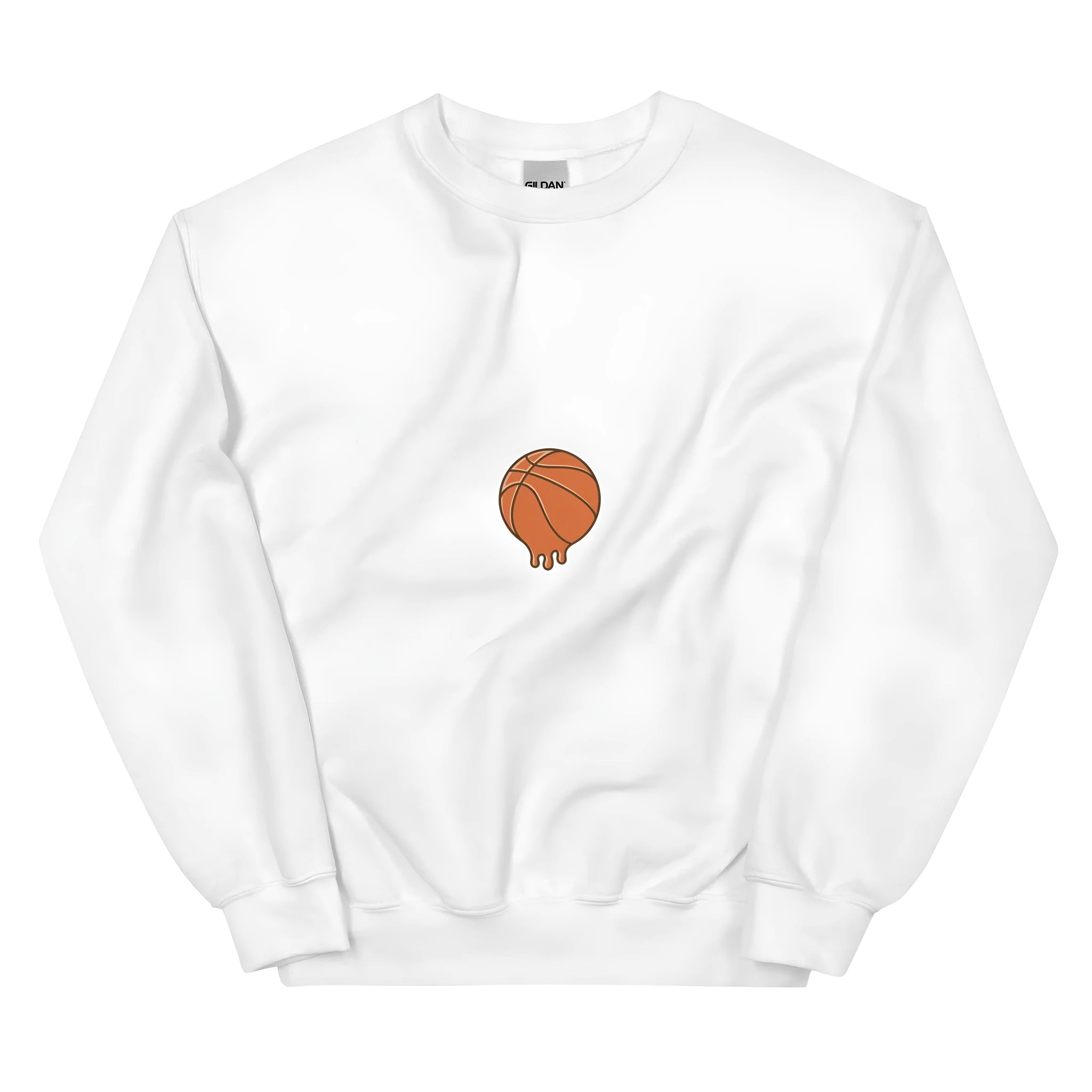 White hooded fleece sweatshirt with printed letter design and side seam pockets