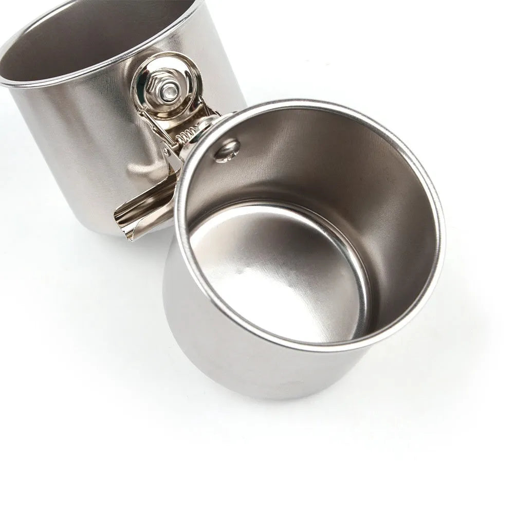 Stainless steel birdcage food container feeder in natural colour for outdoor use.