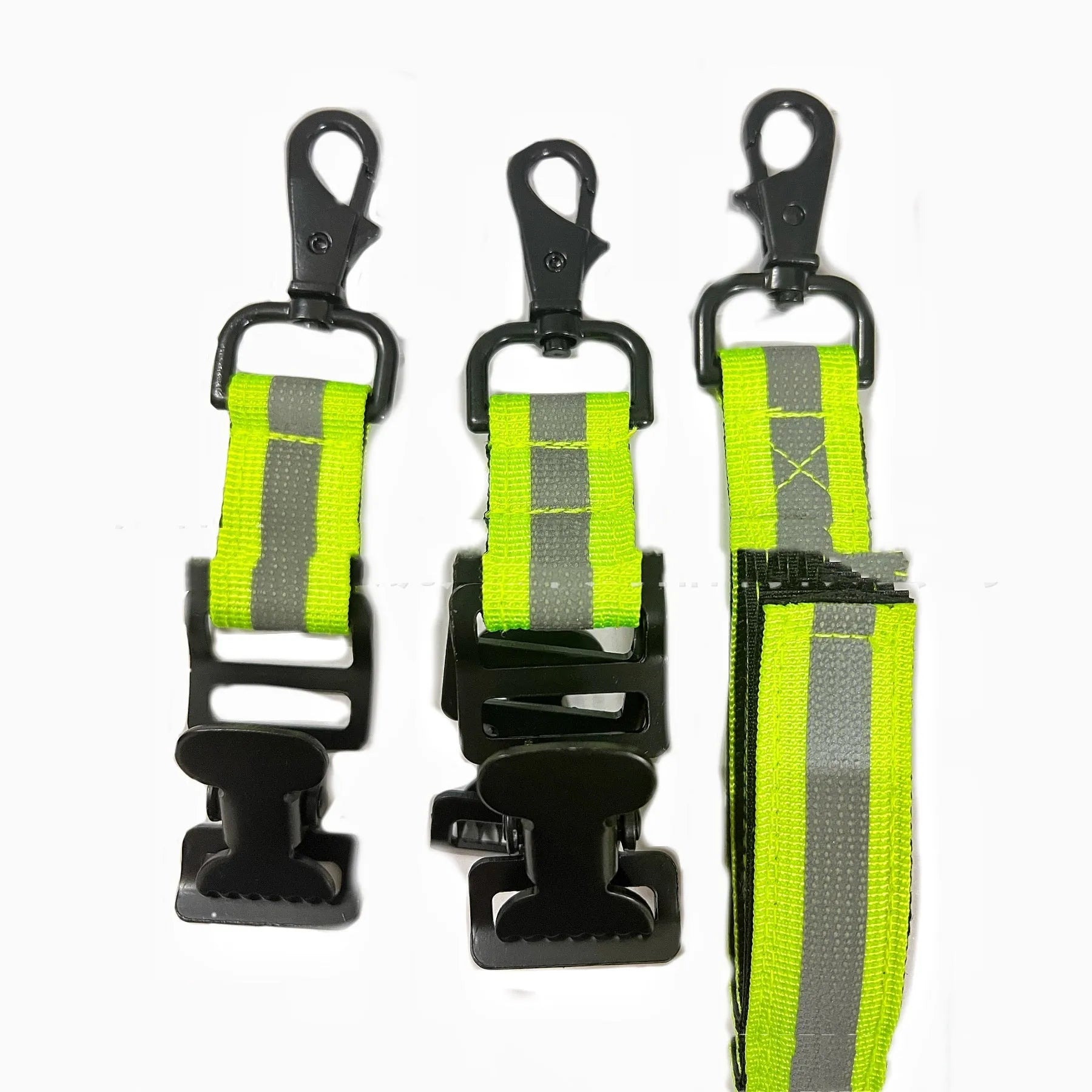 Fluorescent green fireman gloves safety clamp with metal buckle and reflective tape